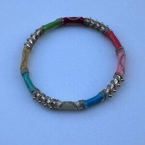 Single Enamel Gold Tone Bangle Bracelet